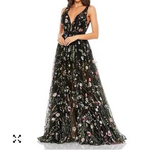 Mac Duggal Floral Embroidered Sleeveless A Line Formal Gown